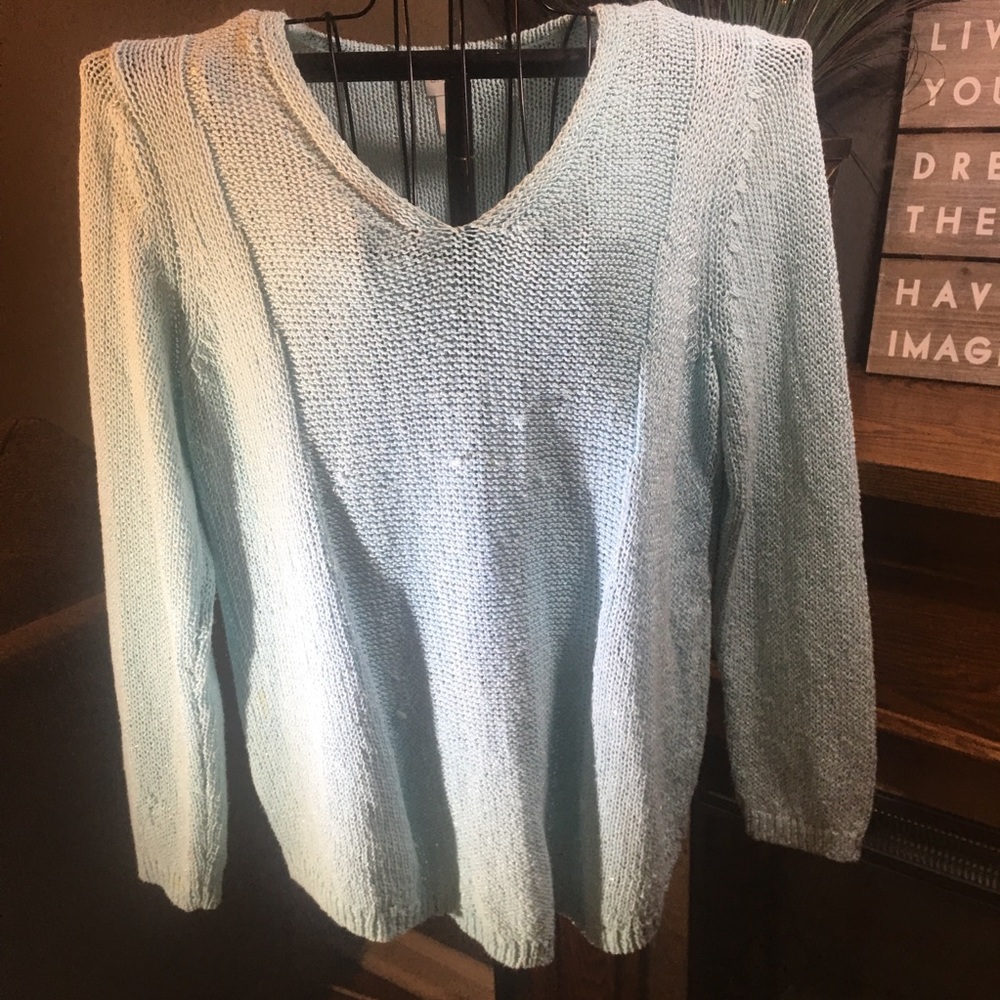 Chico’s Sz 3 V Neck Sweater w/ Sparkle Sequins